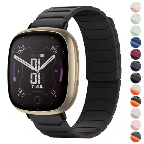 Magnetic Silicone Band For Fitbit Versa 4 3 2 1 Versa Lite Bracelet Strap For Fitbit Sense/Sense 2 R