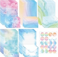 65-Piece Watercolour Envelope Set, 30 Sheets A5 Writing Paper with 15 Envelopes and 20 Sealing Stick