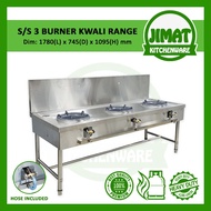 Stainless Steel DIY 3 Burner Kwali Range / Dapur Gas 3 Tungku Stove / Dapur 3 Lubang / Dapur Mee Goreng