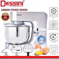 DESSINI ITALY 6 Speed Electric Stand Mixer Egg Beater Blender Grinder Dough Whisk Mesin 6.2L Bowl Pengadun Bancuh Telur