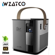 WZATCO T12โปรเจคเตอร์3D 1080P 4K,โปรเจคเตอร์โฮมเธียเตอร์ USB DLP Beamer โฮมเธียเตอร์แบตเตอรี่ในตัว