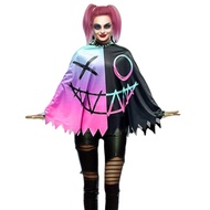 Adult Women Scary Halloween Clown Costume Cloak Cape Poncho Outfit Fluorescence