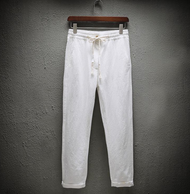 NPC Men's Casual Linen Breathable Loose Long Pants Solid Color Straight Trousers winter korean pants men