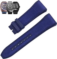 28mm Nylon Genuine Leather Silicone Watch band Black Blue Folding Buckle Watch Strap For Franck Mull
