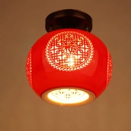 Balcony Red Lantern Red Balcony Light Aisle Entrance Ceiling Light Foyer Walkway Light Chinese Ceram