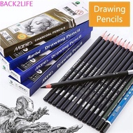 BACK2LIFE 12Pcs Sketch Pencils Black Pencils Professional 3B 4B 5B 6B 12B 14B Soft Charcoal Art Stat