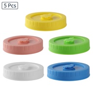 ❣5Pc Glass Mason Jar Lids Plum-Shaped Stopper Straw Covers 86mm Plastic Storage Caps with Straw H☃