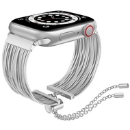 สายสำหรับสายคาด Apple Watch 49มม. 45มม. 41มม. 44มม. 40มม. 42มม. 38มม. สร้อยข้อมือโซ่เหล็กสำหรับผู้หญิง IWatch Ultra 2 SE Series 9 8 7 6 5 4 3 2 1