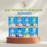 [1 BOX OF 24 CANS 400G] MR VET canned Pate, wet food for cats of all ages, comprehensive nutritional