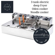 Electric 3 tank deep fryer oden cooker noodle cooker commercial