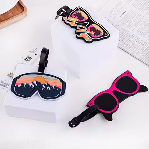 Portable Luggage Label Suitcase Creative Tags ID Address Holder Baggage Boarding Tag Glasses Style C