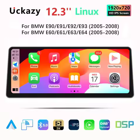 12.3 "Linux Android Auto Car Stereo For BMW E60 E61 E62 E63 E90 E91 CIC CCC Screen Wireless CarPlay 
