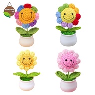 Nebaby 1 Piece Creative Artificial Flowers Cute Crochet SunFlower Pots Knitted Flower Graduation Flo