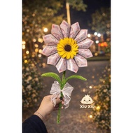 Handmade Sunflowers Covered with Insertable Glass Paper | Hand-held Artificial Flowers Gift March 8,