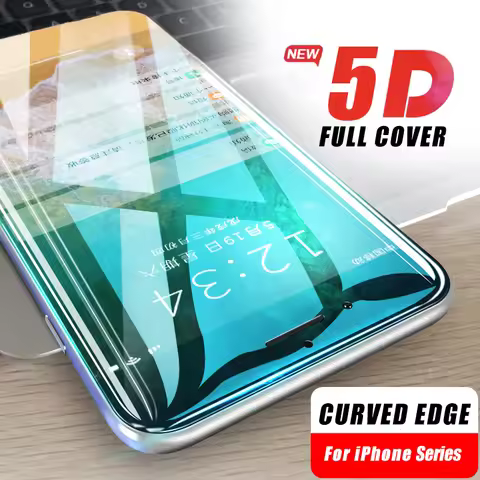 1-2Pcs 5D Curved 9H Tempered Glass For iPhone X XR XS 11 12 13 Mini 14 15 Pro Max 6 7 8 Plus SE 2020