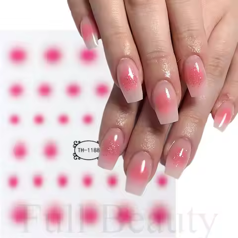Gradient Blush Nail Sticker 3D Aura Red Blue Dizzy Powder Blusher Nail Decals Halo Dye Jelly French 
