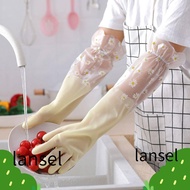 LANSEL Silicone Gloves, Wear Resistant Household Cleaning Rubber Gloves, Lengthening Waterproof Household Products Cleaning Tool