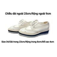 HDM 2HAND: PRADA BROGUE WINGTIP PLATFORM OXFORD SHOES WHITE LEATHER (Size + measurements are written