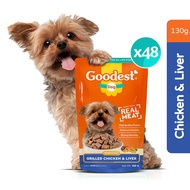 Goodest Dog Grilled Chicken and Liver Pack of 48 Wet Dog Food Pouch (130g)
