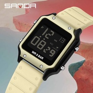 SANDA Classic Small Square Night Light Waterproof Watch 2174