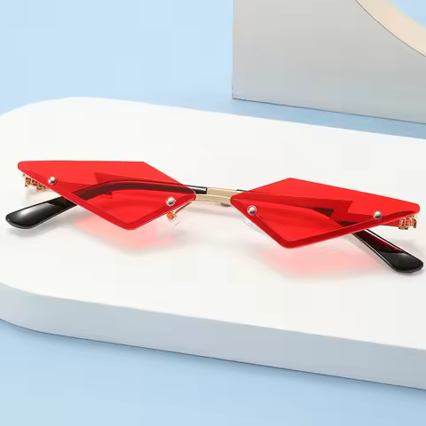 Y2K Rimless Triangle Sunglasses Women Men Fashion Geometric Sun Glasses for Party Club Festival Acce