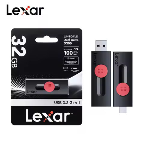 Lexar USB 3.2 Type-C Dual Pen Drive D300 for iPhone 17 Smartphone PC 32GB 64GB 128GB 256GB Max 130Mb