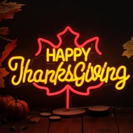 Happy Thanksgiving Neon Sign Fall Thanksgiving W indow Lights Maple Leaf Neon Light Leave Fall LED S