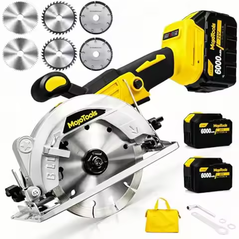 5-Inch Cordless Circular Saw Brushless 20V 2×6.0Ah Batteries and Charger 3-Speed Up to 7000 RPM 0 45