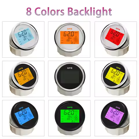 Rhaxel 52mm 85mm Digital GPS Speedometer 0-999 MPH KNOTS KM/H with 8 Colors Backlight for Car Trucks