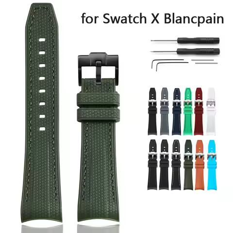 Liquid Silicone Strap Watch Band for Swatch X Blancpain Fifty Fathoms Sport Waterproof Replace Brace