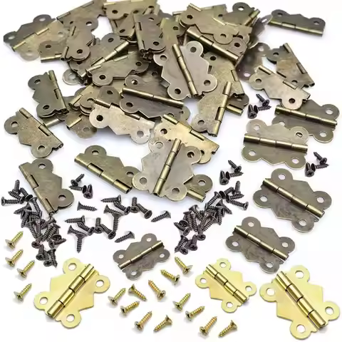 10/20pcs Hinge with Screw Butterfly Butt Iron Hinge 17x20mm, 20x25mm, 25x30mm Antique Bronze Vintage