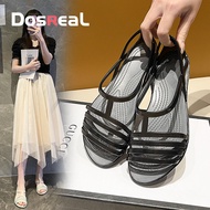 DOSREALรองเท้าแตะแบนสำหรับผู้หญิงสไตล์เกาหลีผู้หญิงรองเท้าฤดูร้อนสุภาพสตรีหาดรองเท้าแตะเจลลี่