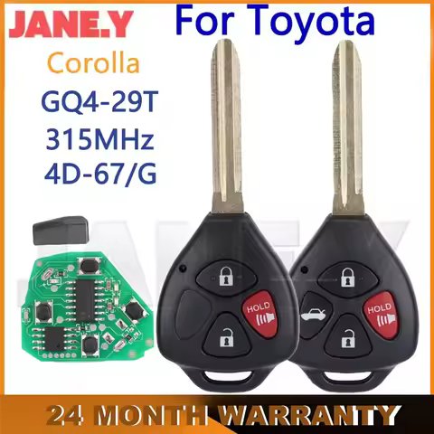 JANE.Y - Car Keys Fob GQ4-29T For Toyota Corolla Venza 2010-2015 Entry Remote Control Key 4D 67 G Ch