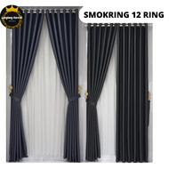 Gorden Hitam Pekat Elegan dengan Smokring Polos dan Aksen Embos - Aplikasi Ringan untuk Ruang Terbuk