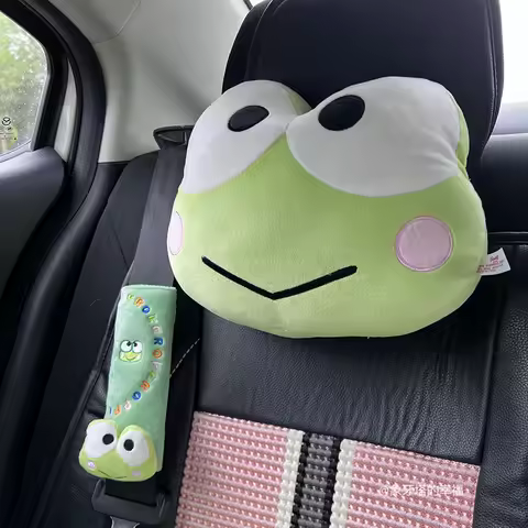 Car Accessories Cute Kero Kero Keroppi Headrest Seat Belt Cover Back Cushion Kawaii Japanese Style A