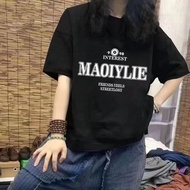 Taiwan Shipping XH100% Cotton Short-Sleeved Top T-Shirt Women Loose Round Neck Printed Summer Men Sa