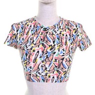 成色極佳的香奈兒 (CHANEL) 復古 P95 PO5010 Coco Mark 標誌高跟鞋，印花圓領短款短袖上衣，多色，顏色38，法國製造，正品，女款