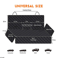D✔☠Dog Car Rear Seat Protective Cover Waterproof Dirt Resistant Pet Seat Cover Black Shoulder Strap