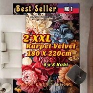 CLASSY XXL Size 6x8 Kaki Karpet Velvet Anti Slip TOP DESIGNS Baldu Carpet Living Room Soft Mats Text