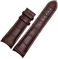 Compatible 23mm Curved Leather Watch Strap Fits Tissot &amp; Other Curvedend Watch Bands Without Buckle (Brown)