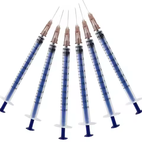 100pcs 1ml/cc Sterile Disposable Blue Syringe With Needle 26G 5/8 inch Individually Packed for Liqui