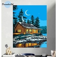 Coloring by numbers Digital oil painting December8th Wooden House by the Lake NG2