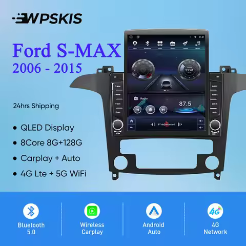 8Core 8G+128G Carplay Auto Car Radio Audio Stereo Tape Recorder HU Head Unit For Ford S-MAX S MAX 20