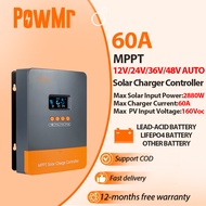 PowMr MPPT 60A Solar Charger Controller Max PV Input 160VDC 12V 24V 36V 48V Auto With Blacklight LCD