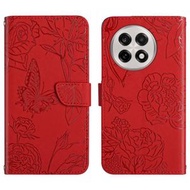 全城熱賣 - 適用於OnePlus 13 HT03 膚感蝴蝶壓花手機皮套（紅色）