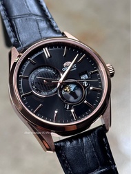 Brand New Orient Sun &amp; Moon Rose Gold , Black Dial Men's Automatic Dress Watch RA-AK0309B