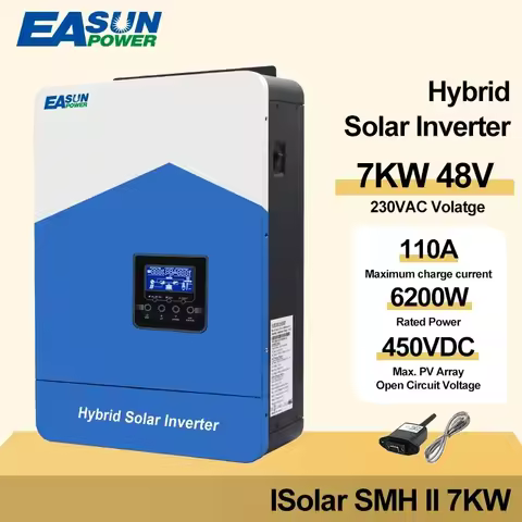 EASUN POWER 7KVA 7000VA Hybrid Solar Inverter 48V Built MPPT 110A Solar Controller 230VAC Voltage Ma