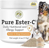Wholistic Pet Organics Pure Ester-C Powder for Dogs - 4 Oz - Healthy Alternative to Dog Allergy Chew
