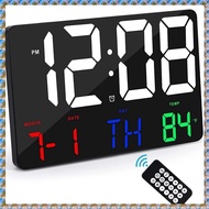 (M  S)Digital Wall Clock Large Display Alarm Clock with Wireless Remote Control LED Wall Clock with Date and Temperature