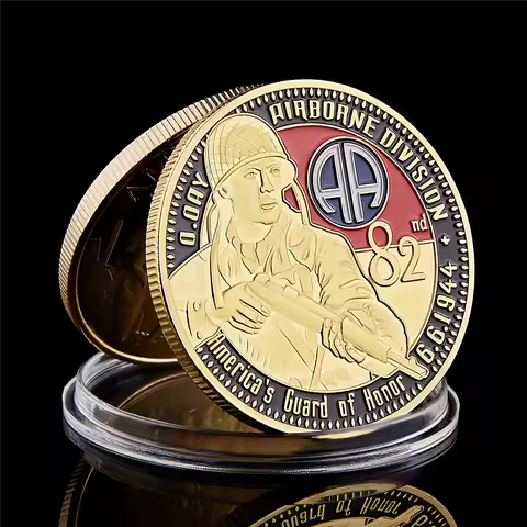 1944.6.6 USA Gold Military 82nd Airborne Division Challenge Souvenir Coin America Army Collectible G
